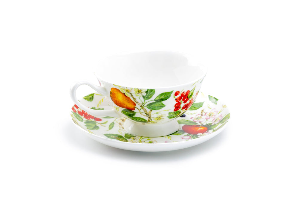Fruits Garden Bone China Tea Cup and Saucer