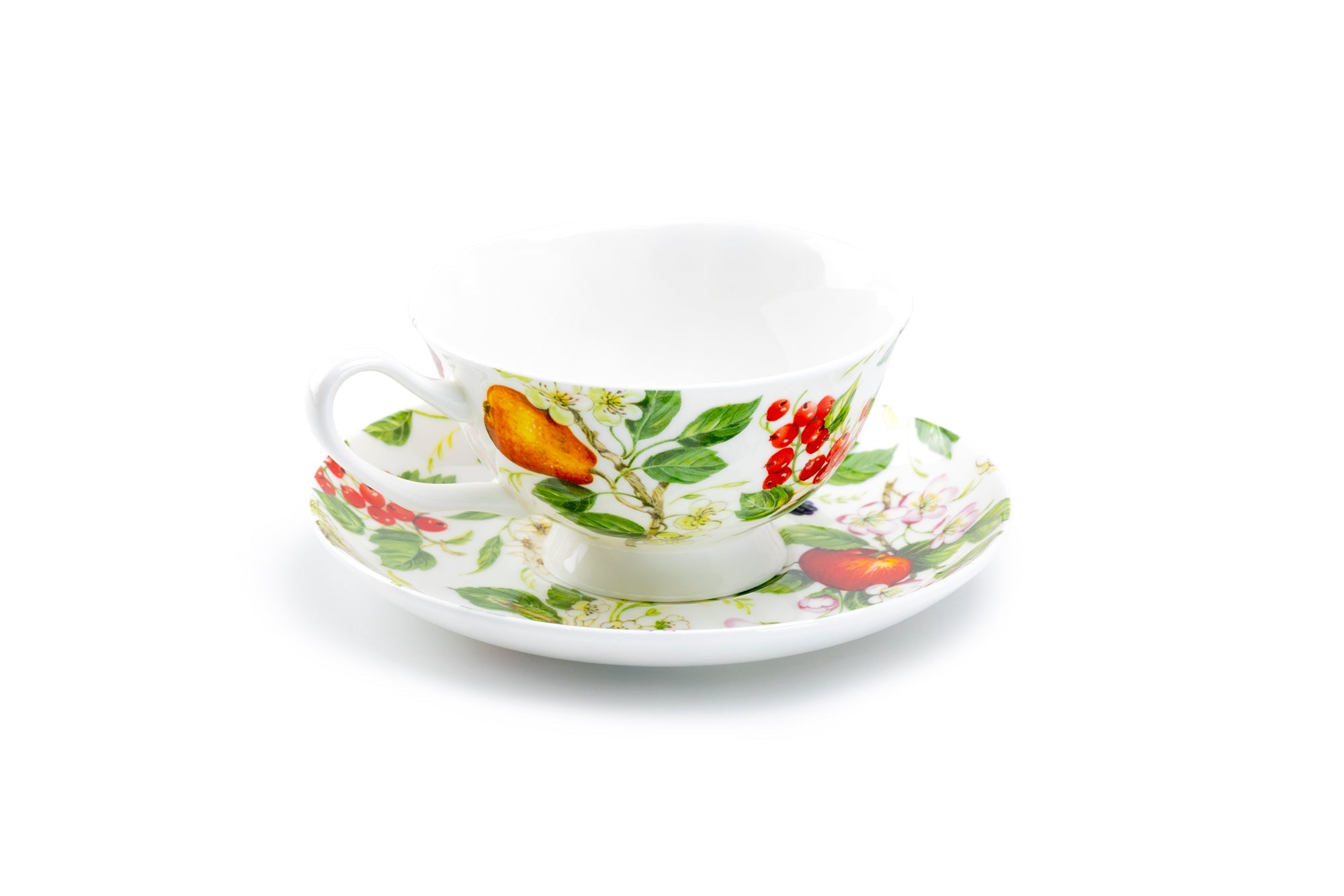 Fruits Garden Bone China Tea Cup and Saucer