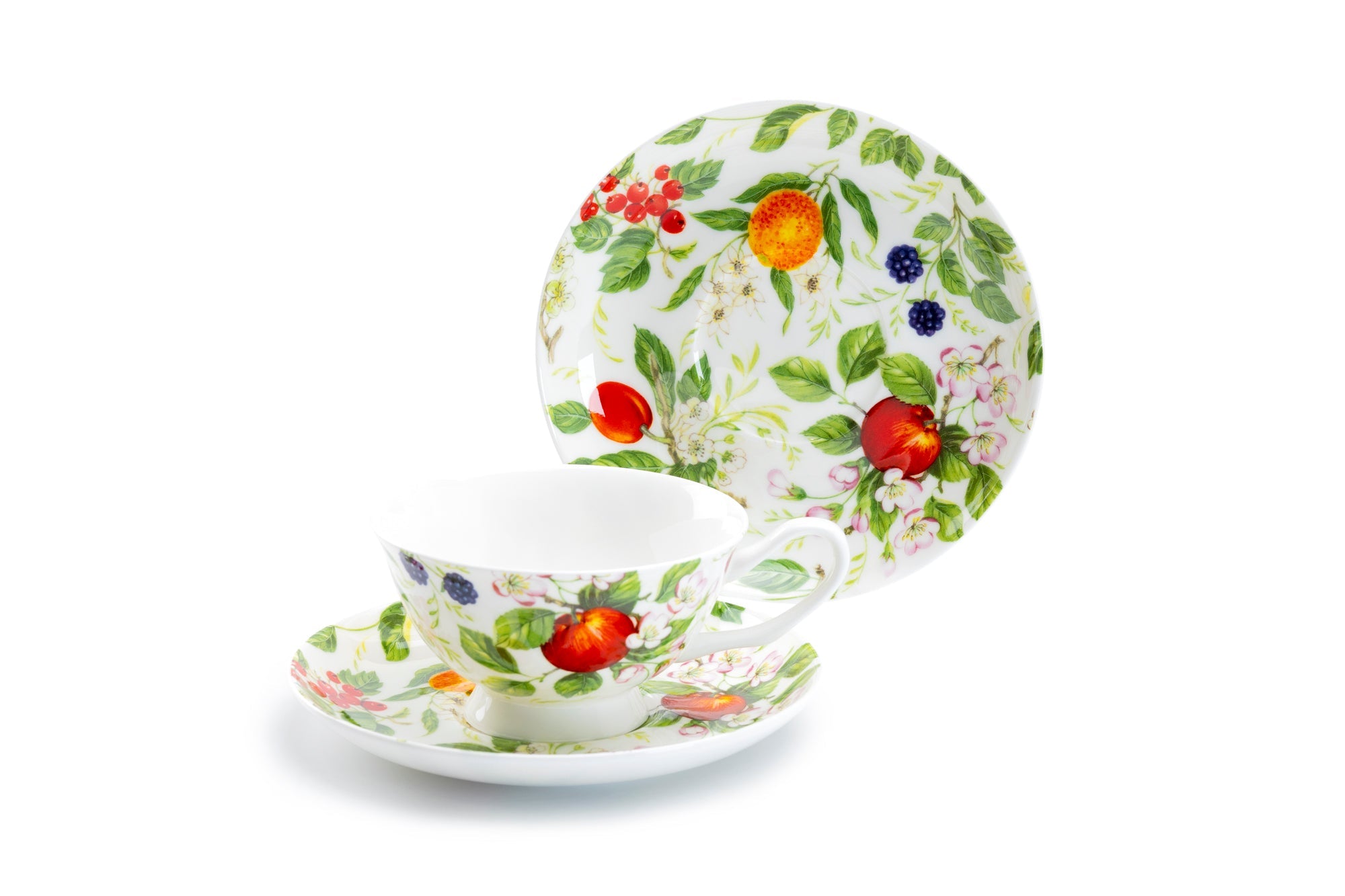 Fruits Garden Bone China Tea Cup and Saucer