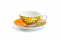 Bird of Paradise and Monstera Leaf Bone China Tea Cup and Saucer
