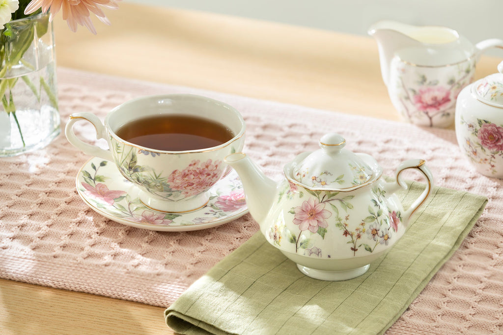 Pink Camellia Fine Porcelain Tea For One Set