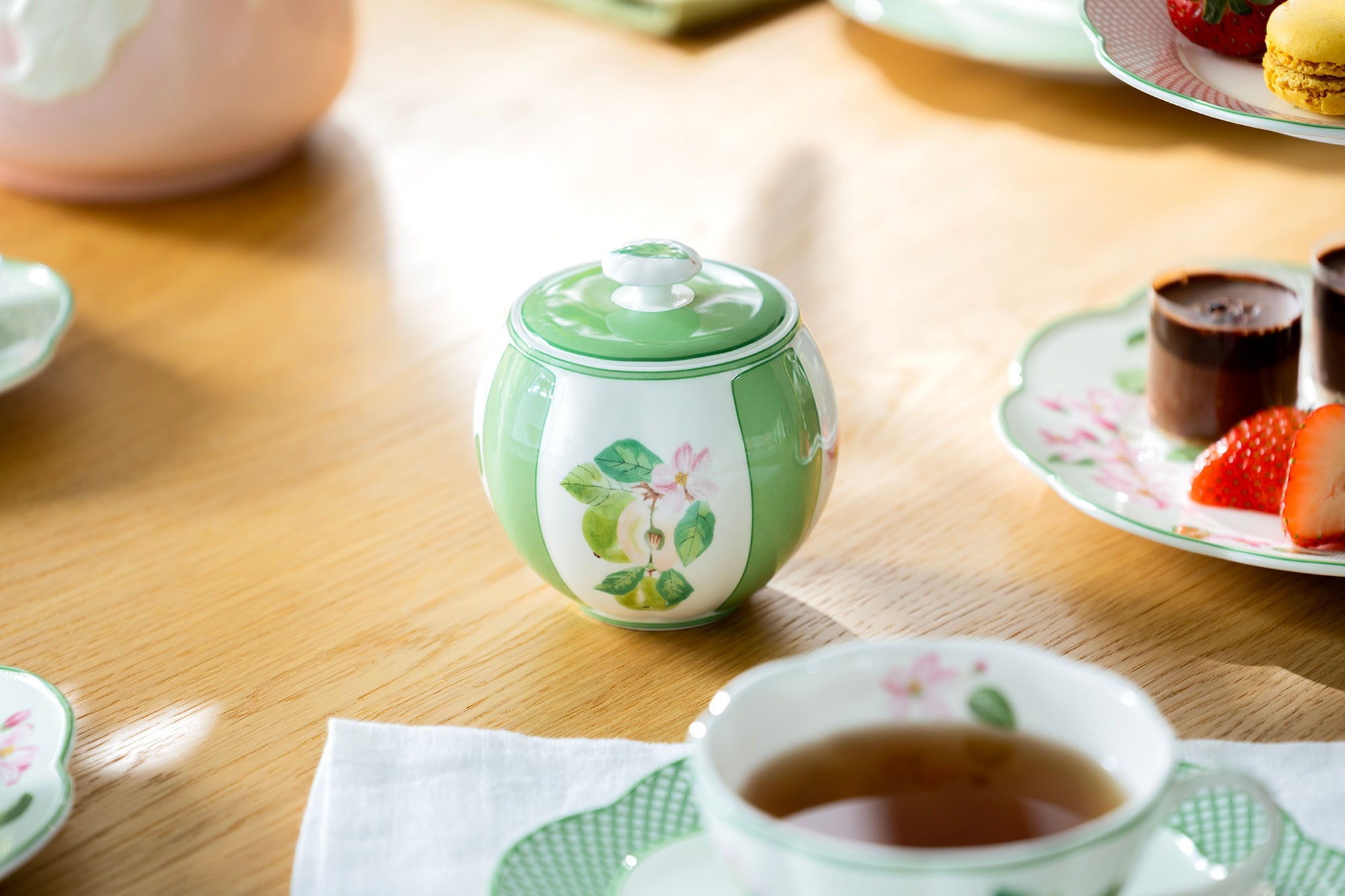Apple Blossom Bone China Sugar Bowl with Gift Box