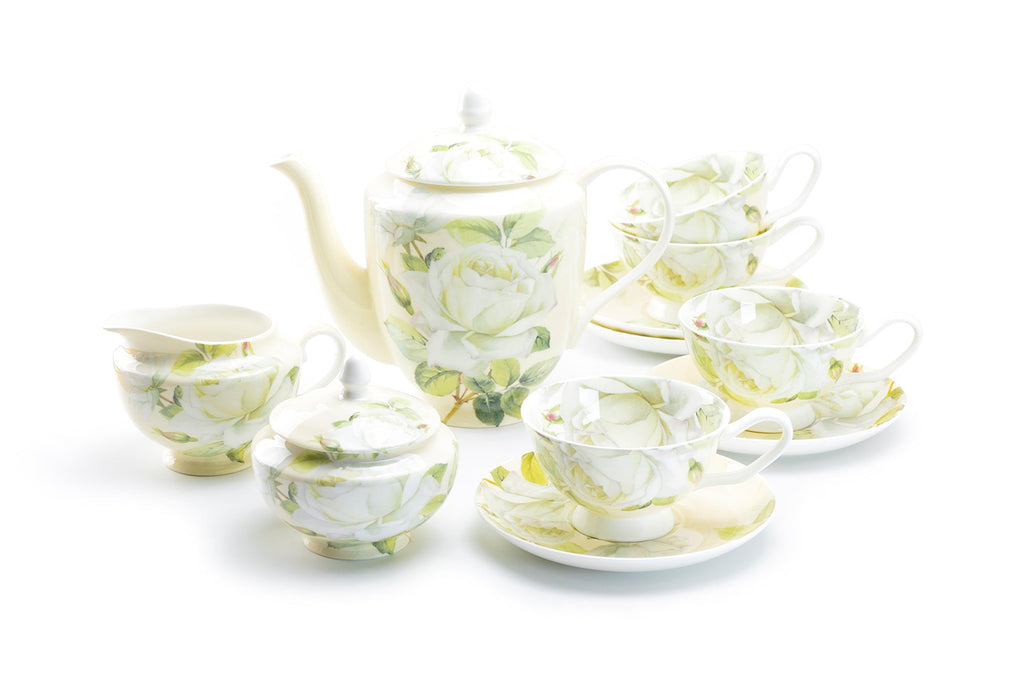 Iceberg Rose Bone China 11-Piece Tea Set