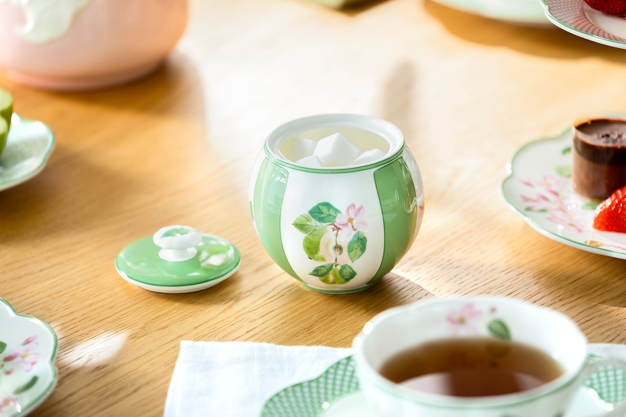 Apple Blossom Bone China Sugar Bowl with Gift Box