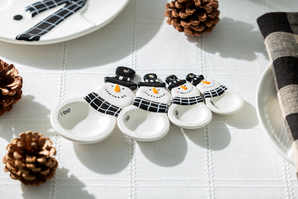 Happy Snowmen 4-Piece Ceramic Measuring Spoon Set