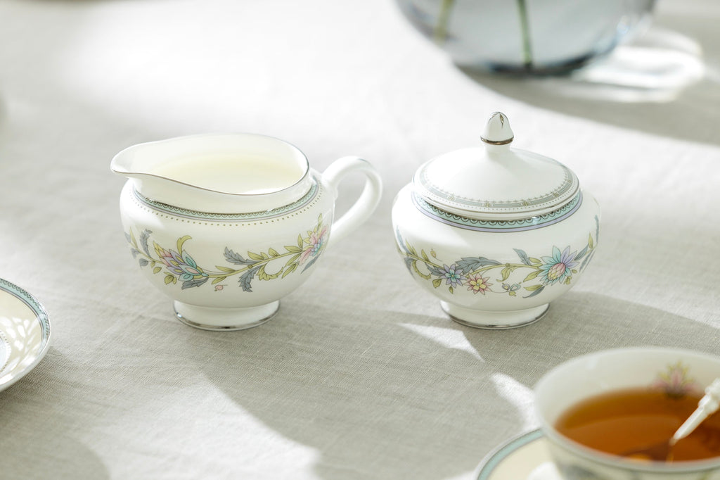 Gift Boxed Lotus Garden Bone China Sugar & Creamer Set