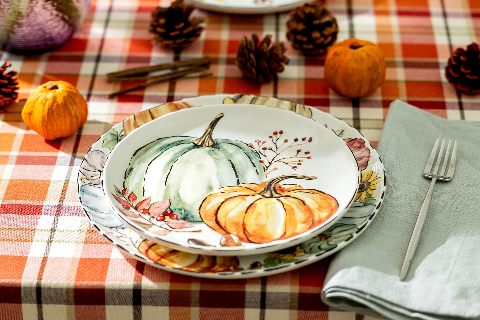 8.75" Fall Pumpkins Salad/Dessert Plate