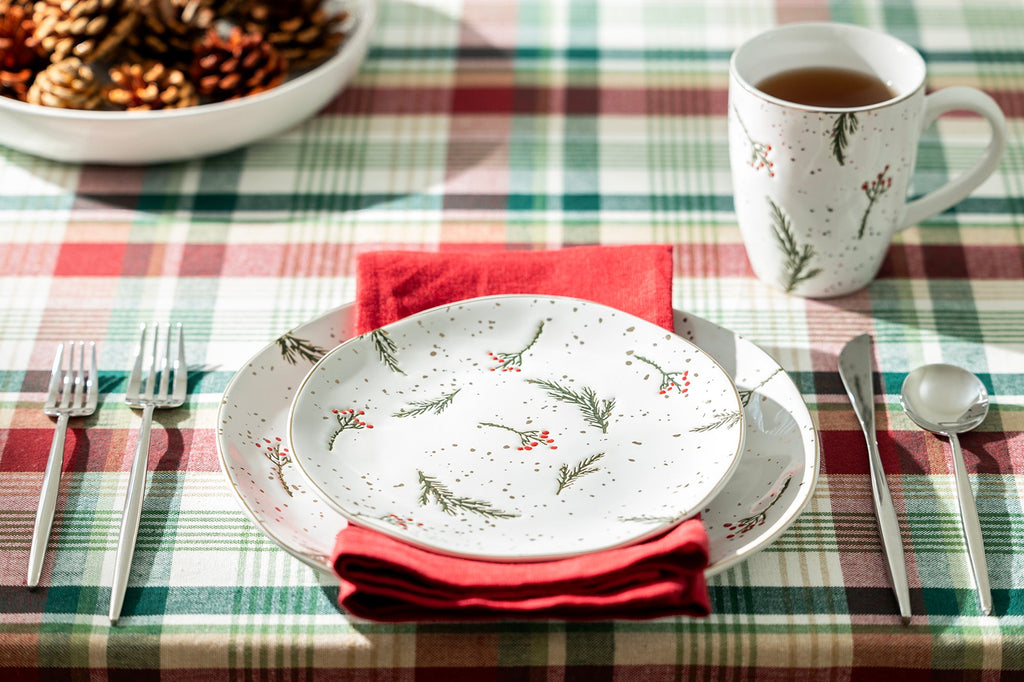 Holly Berries Organic Shape Dessert/Dinner Plate