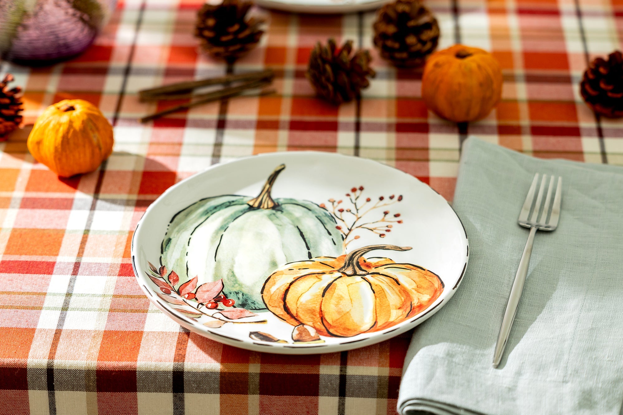 8.75" Fall Pumpkins Salad/Dessert Plate