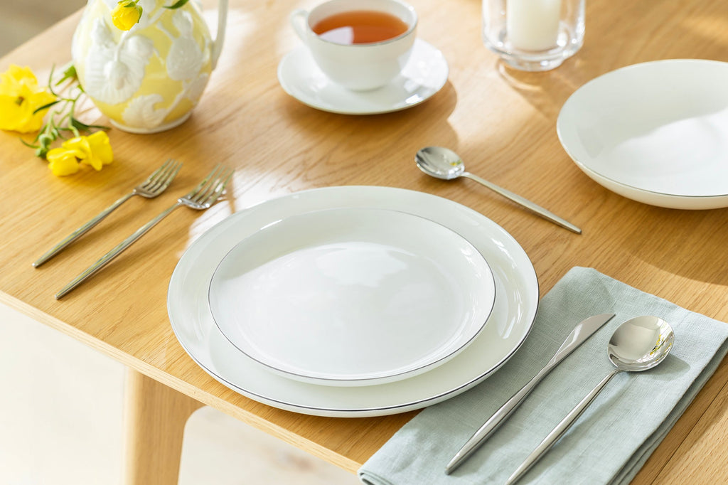 Silver Rim Blanc Bone China Dessert/Dinner Plate