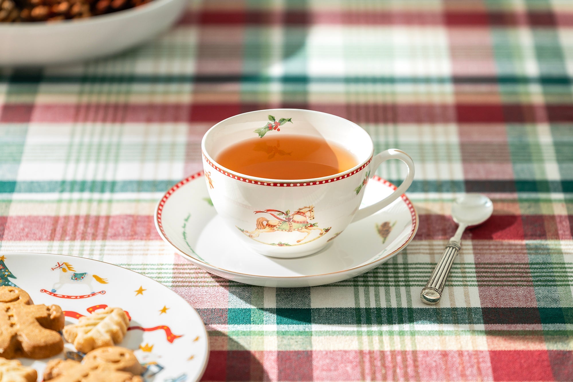 Christmas Rocking Horse Fine Porcelain Tea Cup and Saucer
