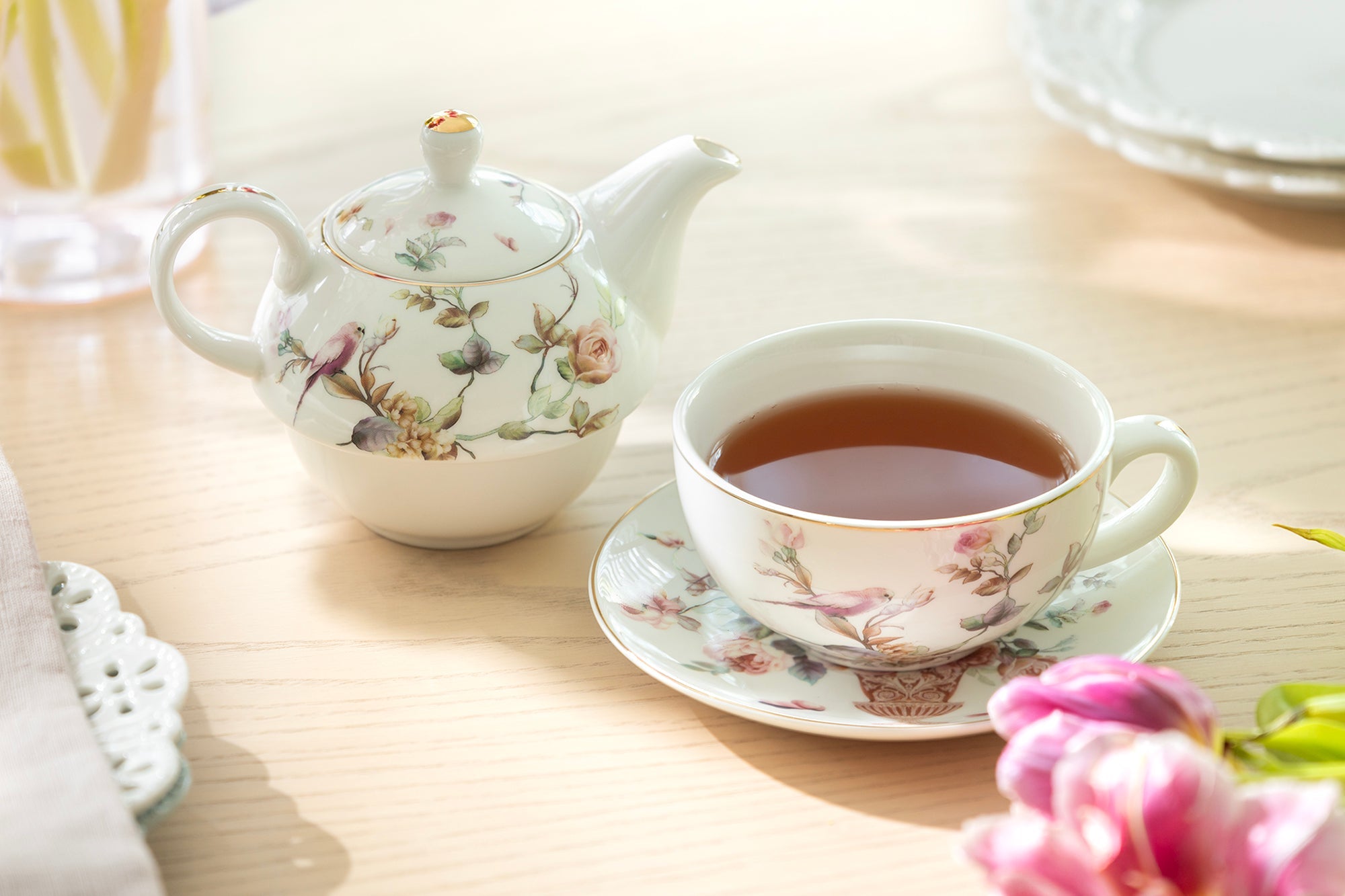 Magnolia Garden Fine Porcelain Tea For One Set