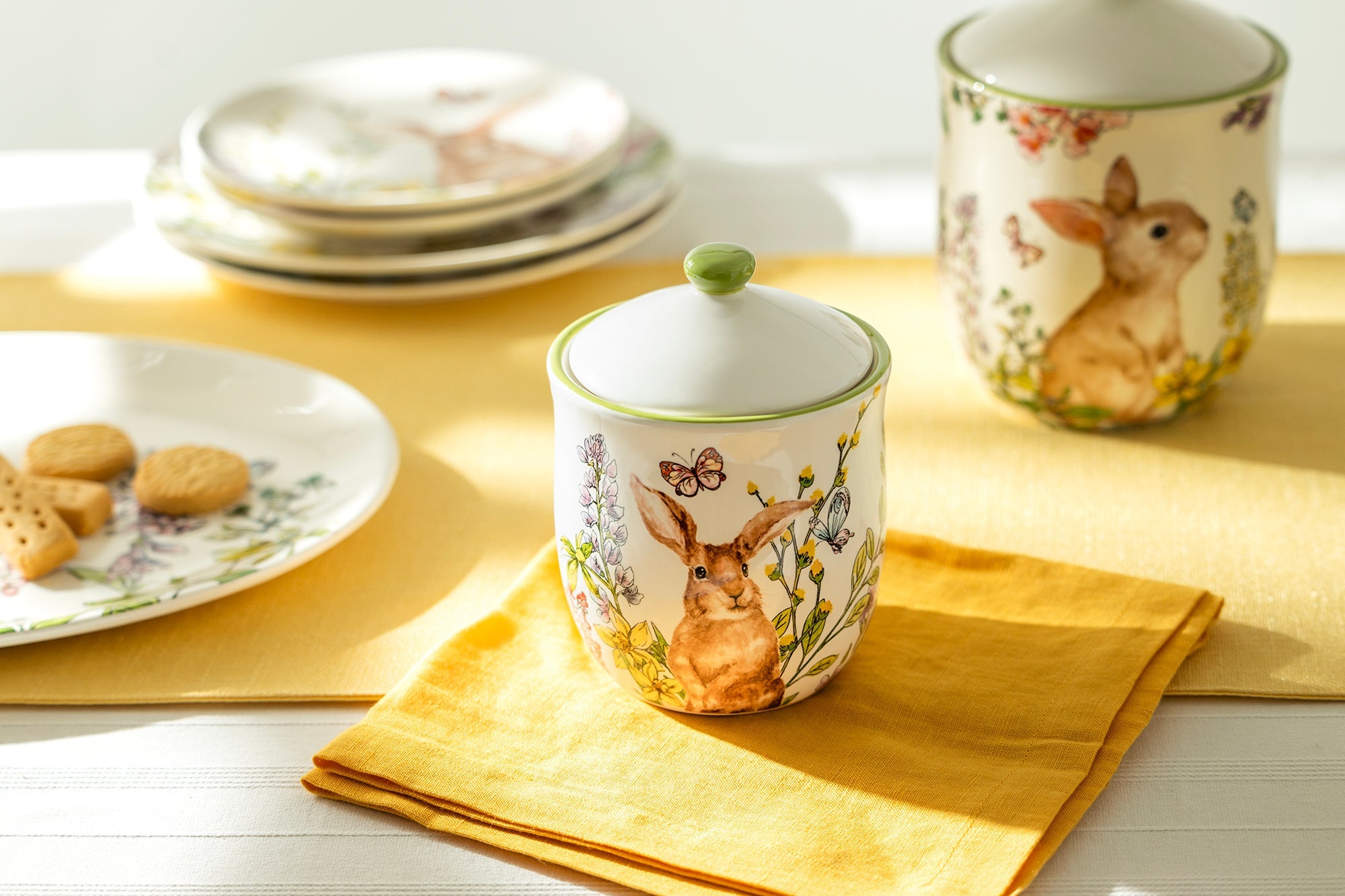 Spring Garden Bunny Canisters