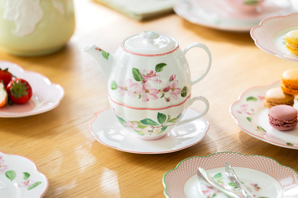 Apple Blossom Pink Bone China Tea For One Set with Gift Box