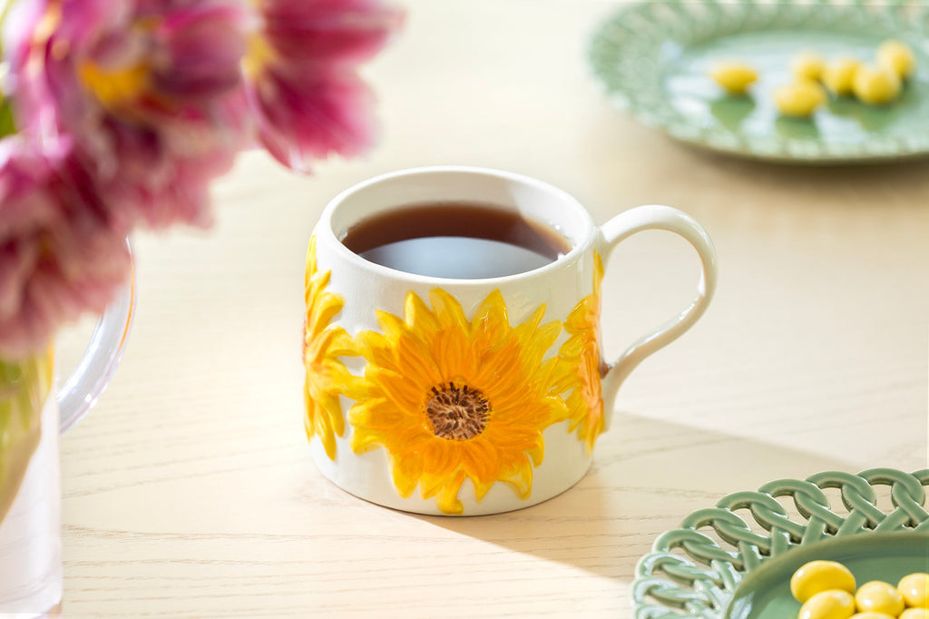 Sunflower Embossed Reactive Glazed Coffee Mug