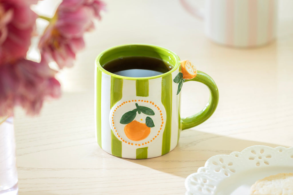 Orange Green Stripe Mug