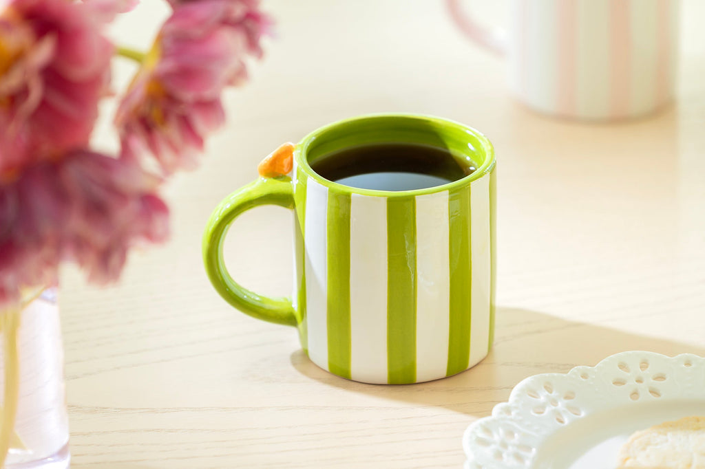 Orange Green Stripe Mug