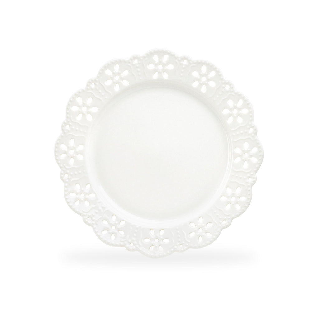 White Lace Blossom Fine Porcelain Dessert Plate