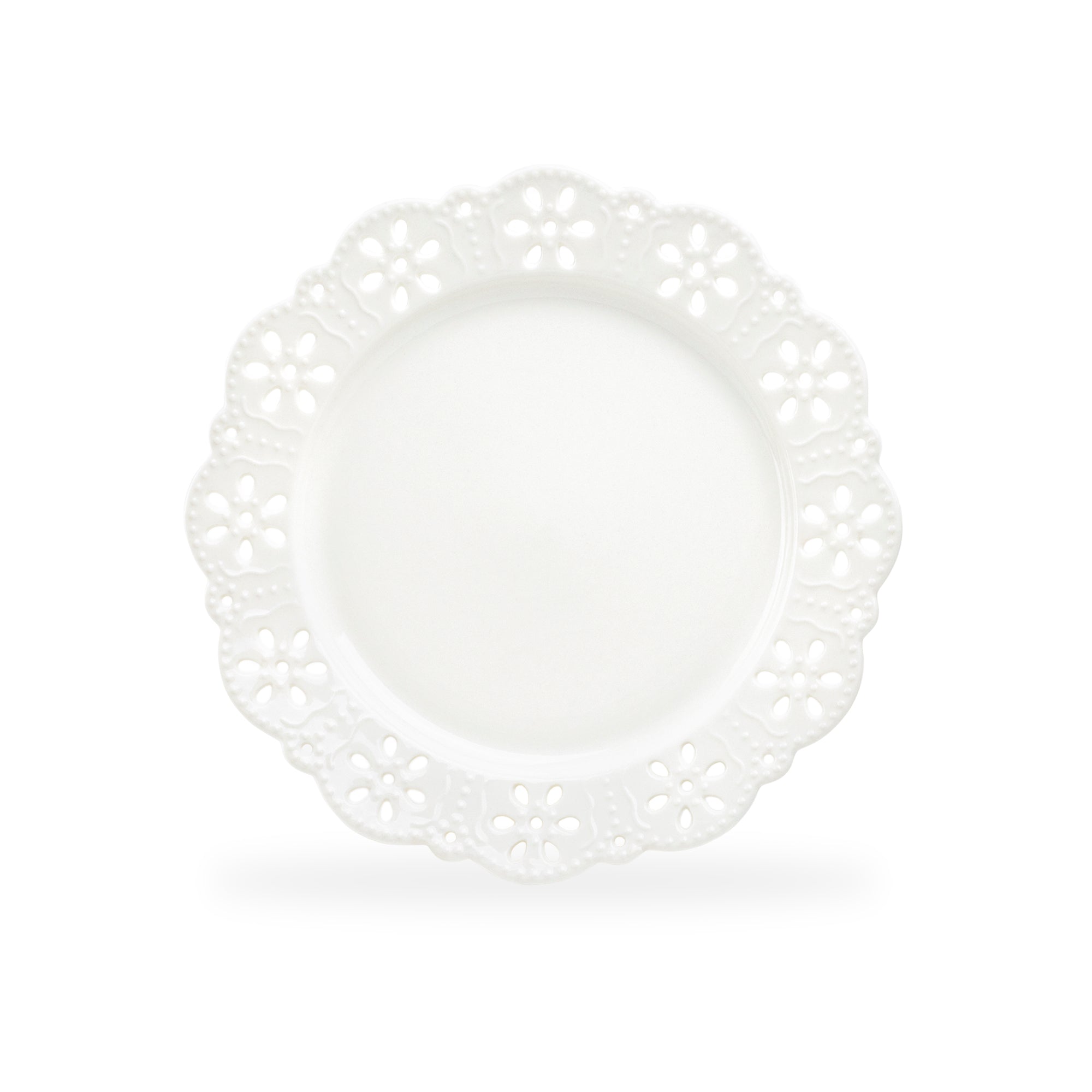 White Lace Blossom Fine Porcelain Dessert Plate
