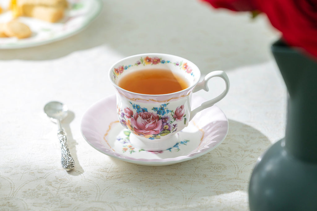 Marie Rose Pink Bone China Tea Cup and Saucer