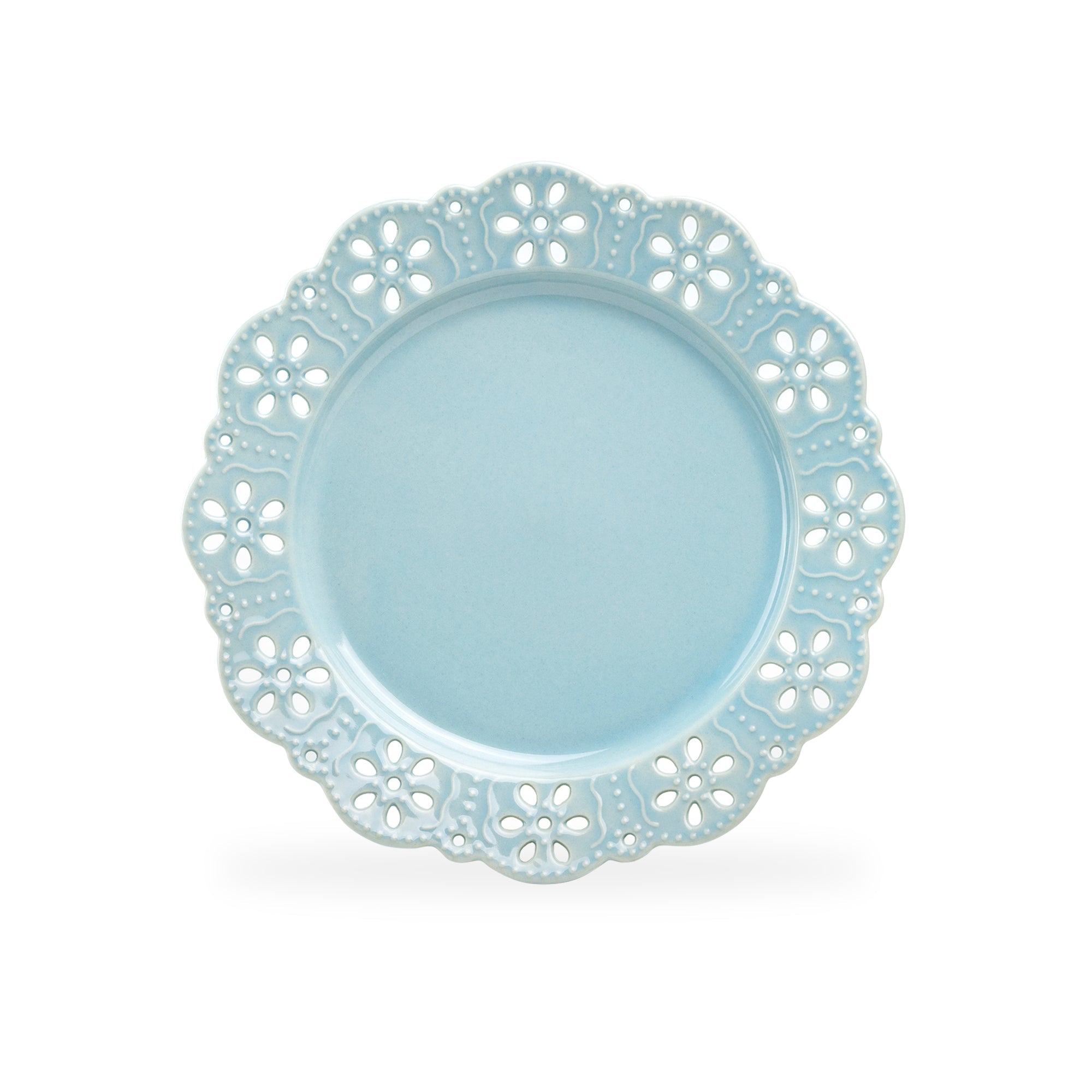 Blue Lace Blossom Fine Porcelain Dessert Plate