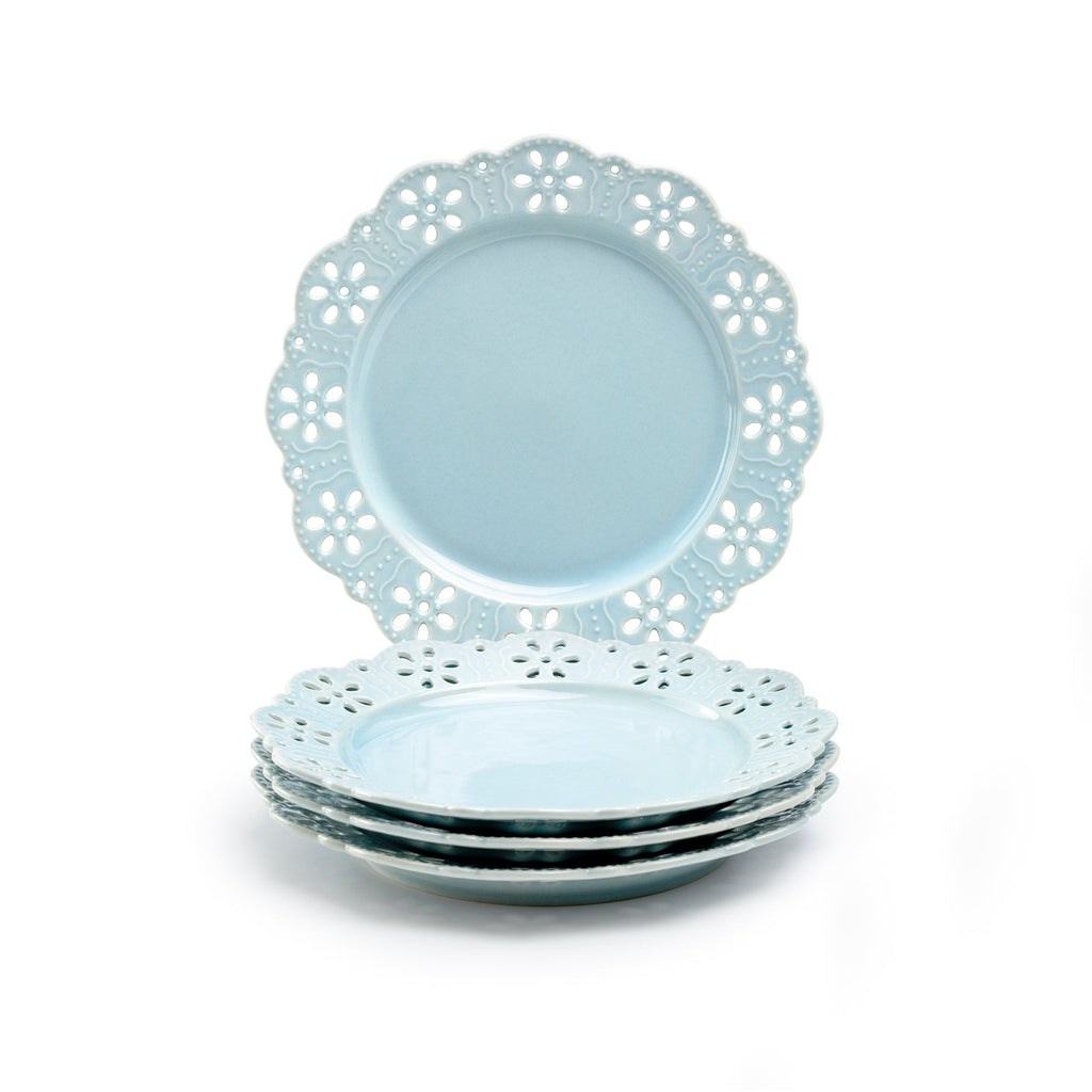 Blue Lace Blossom Fine Porcelain Dessert Plate