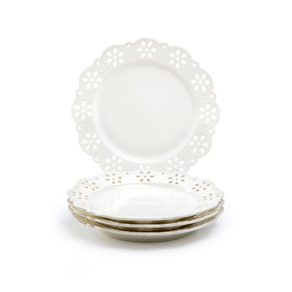 White Lace Blossom Fine Porcelain Dessert Plate