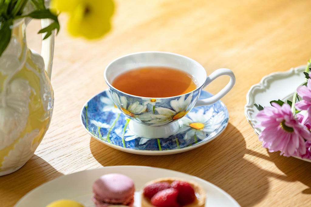 Daisy Blue Bone China Tea Cup and Saucer