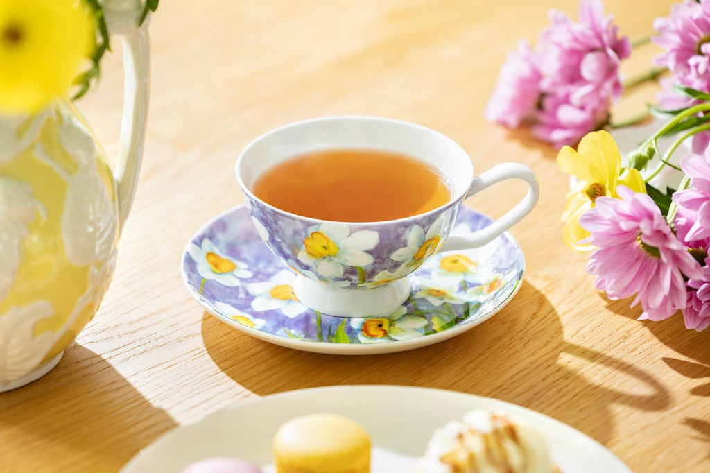 Daffodil Purple Bone China Tea Cup and Saucer