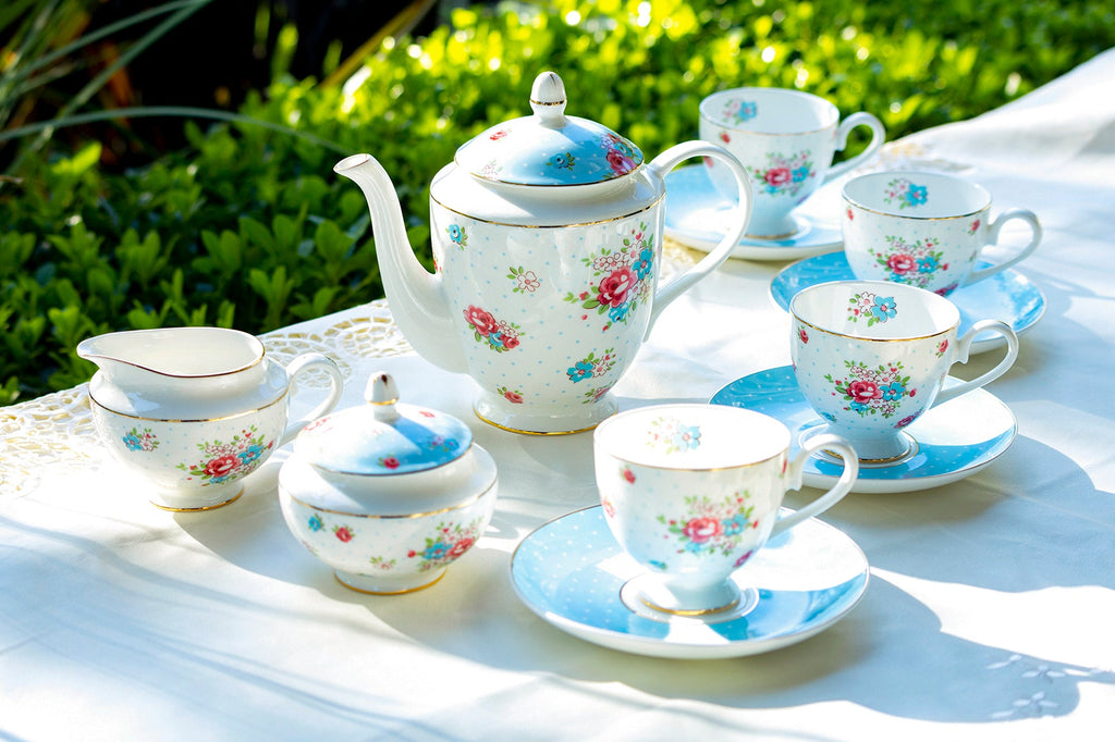 Baby Blue Katie Rose Bone China 11-Piece Tea Set
