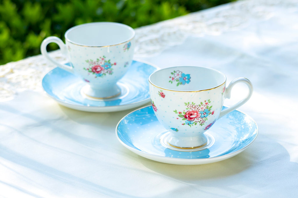 Baby Blue Katie Rose Bone China Tea Cup and Saucer