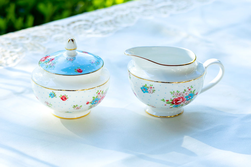 Baby Blue Katie Rose Bone China Sugar & Creamer Set