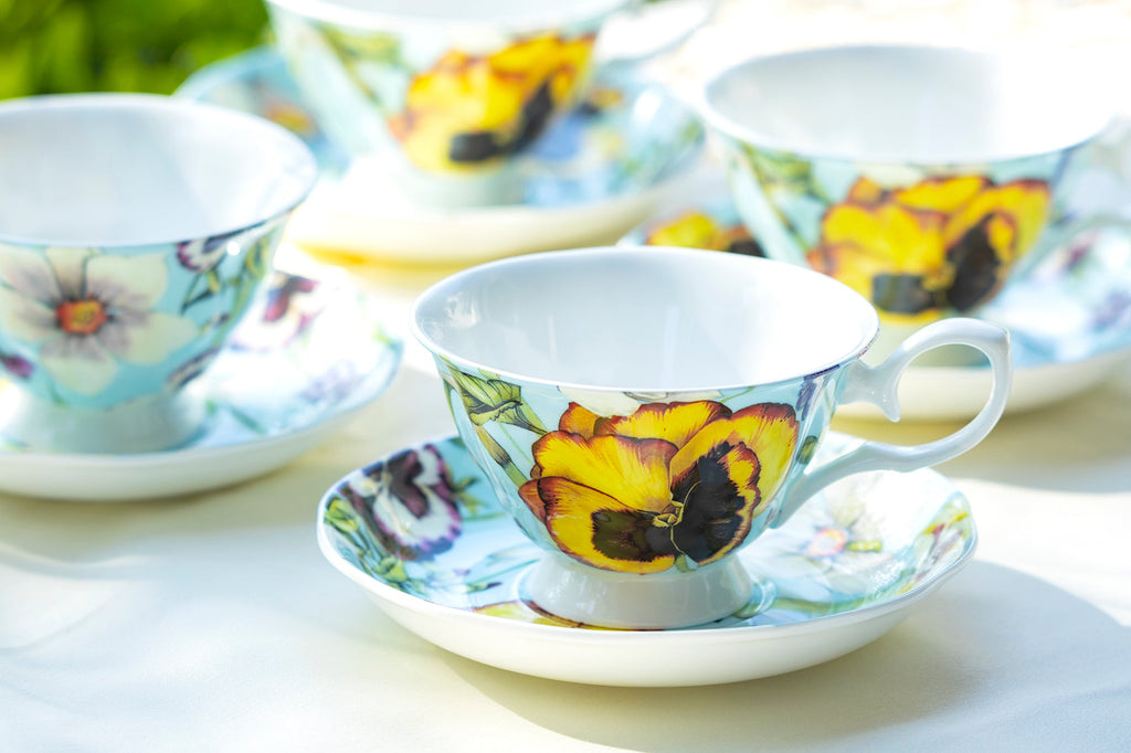 Yellow Pansy Bone China Tea Cup and Saucer