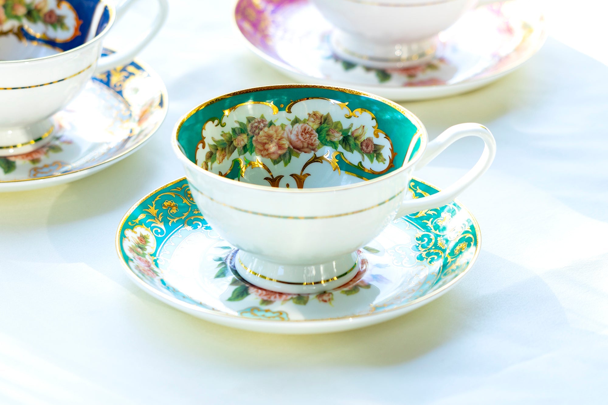 Royal Emerald Gold Bone China Tea Cup and Saucer