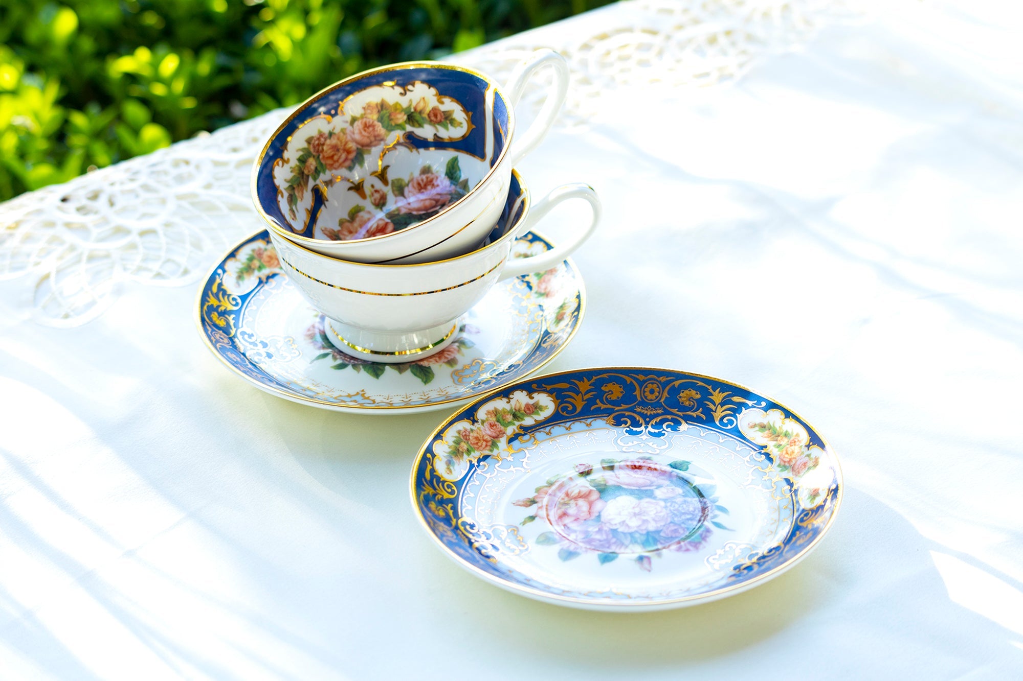 Royal Cobalt Gold Bone China Tea Cup and Saucer