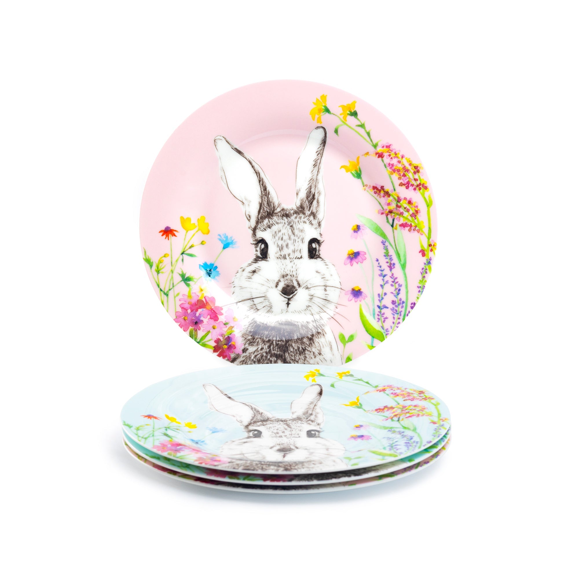 7.5" Flower Bunny Bone China Dessert Plate
