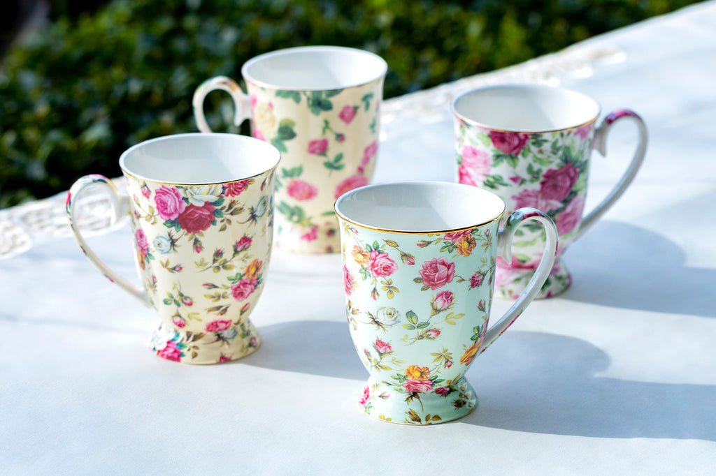 Assorted Rose Chintz Fine Porcelain Mug Set of 4