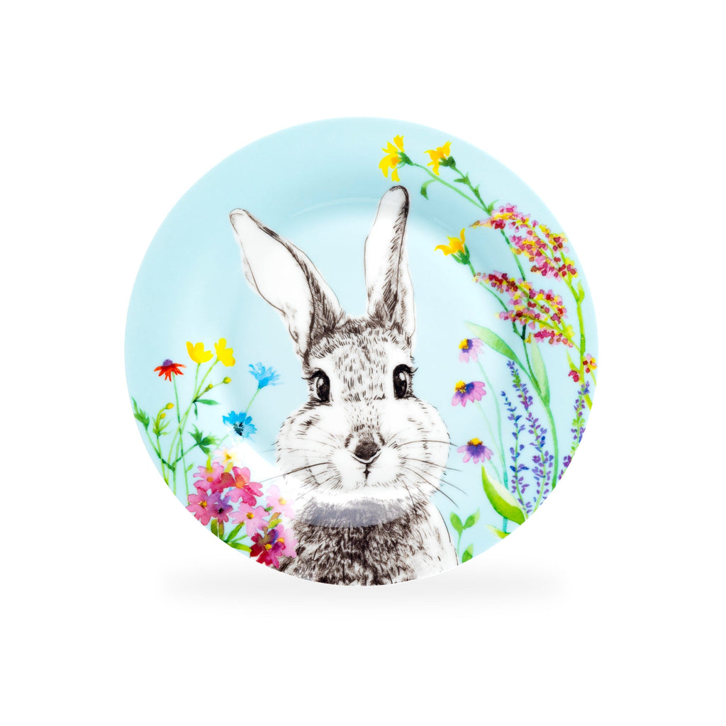 7.5" Flower Bunny Bone China Dessert Plate