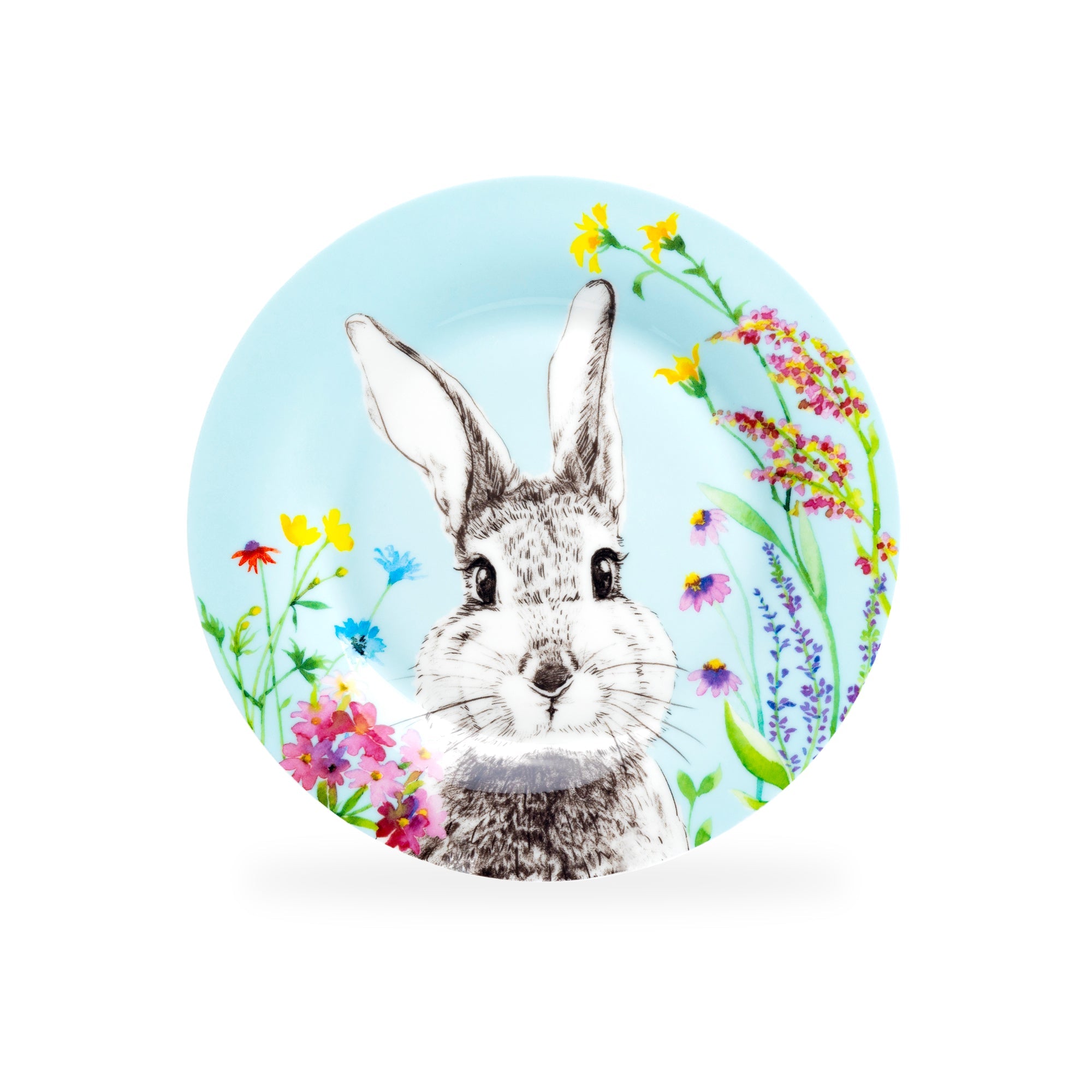 7.5" Flower Bunny Bone China Dessert Plate