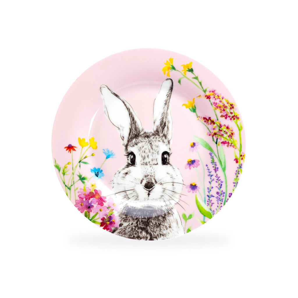 7.5" Flower Bunny Bone China Dessert Plate