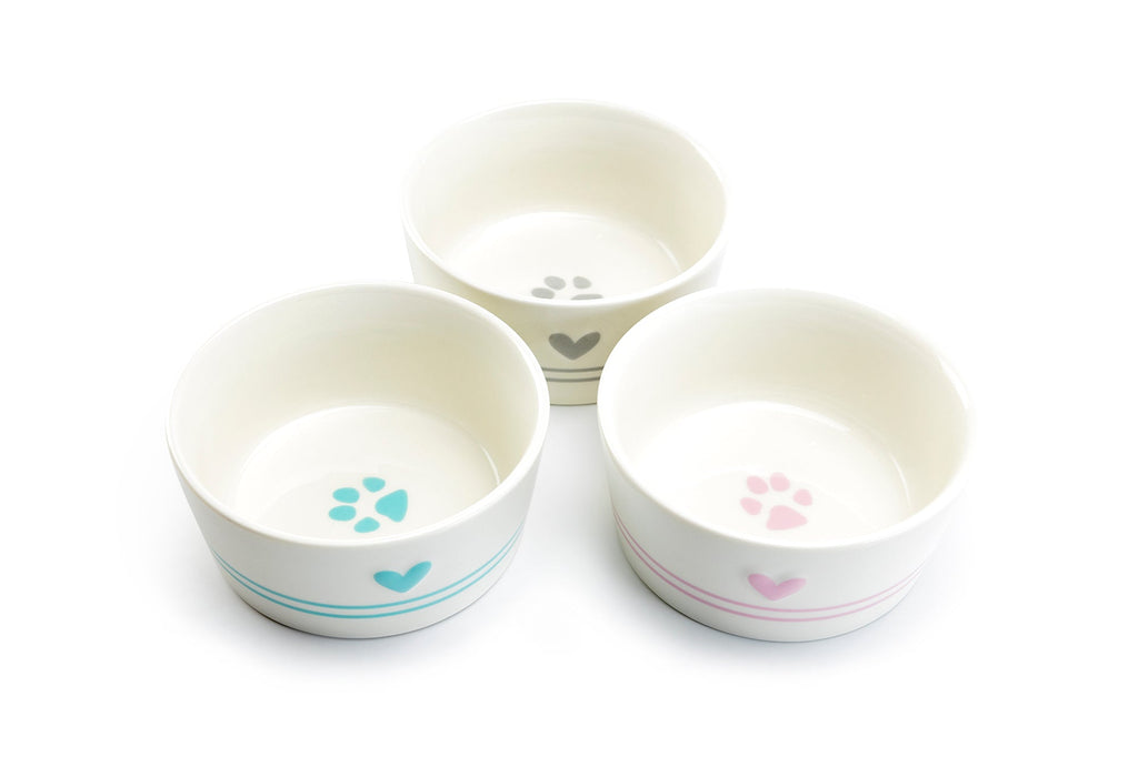 4.88" Raised Heart Ceramic Pet Bowl