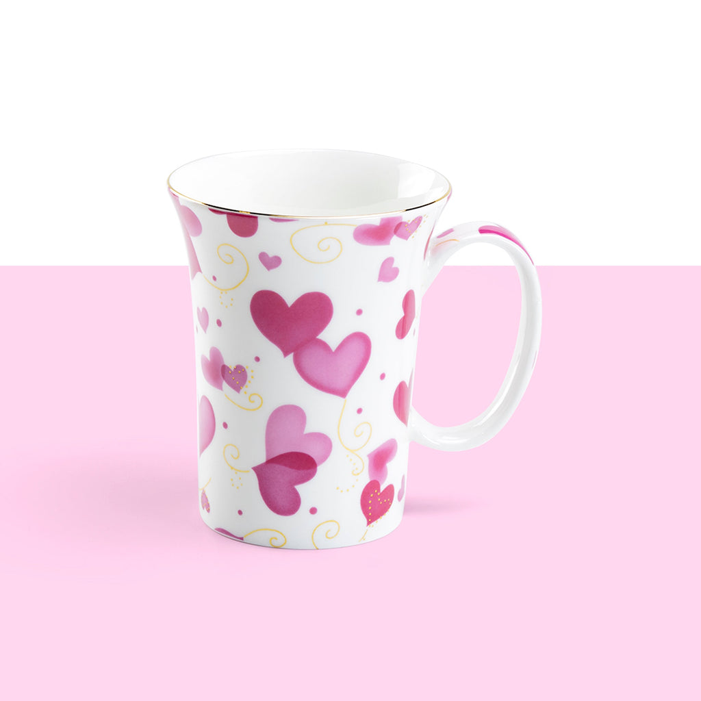 Pink Hearts Fine Bone China Mug