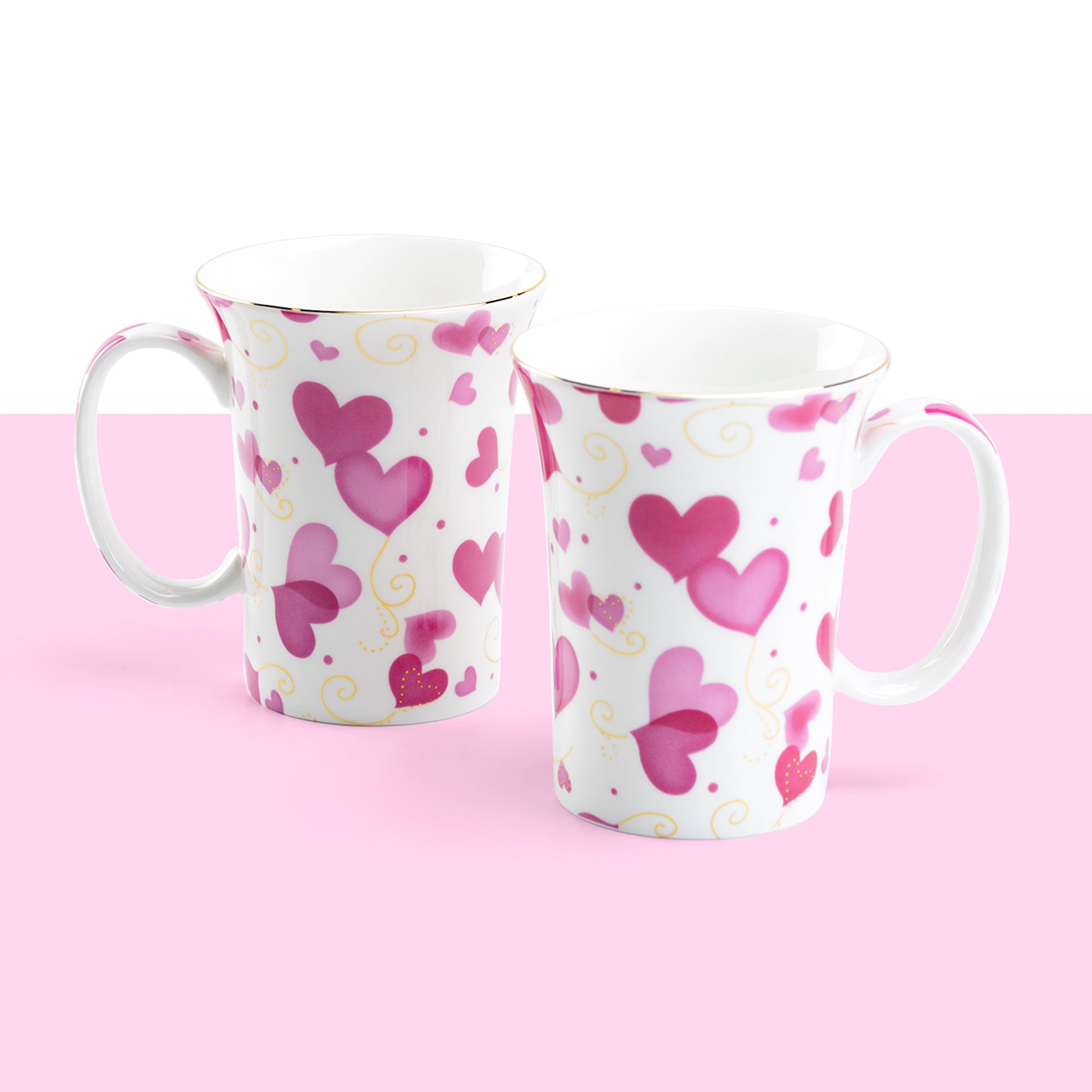 Pink Hearts Fine Bone China Mug
