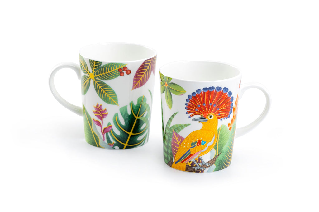 Tropical Birds Assorted Bone China Mug Set of 4
