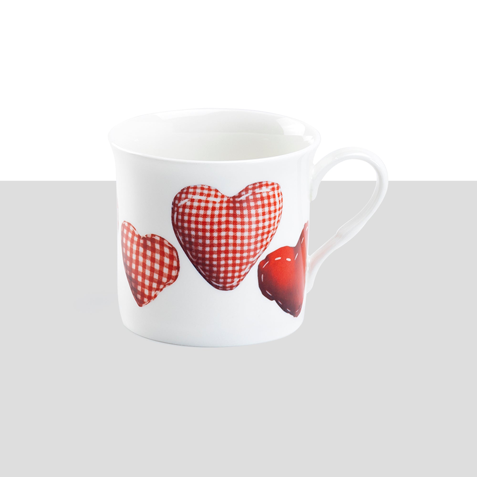 Red Hearts Bone China Mug Set of 4
