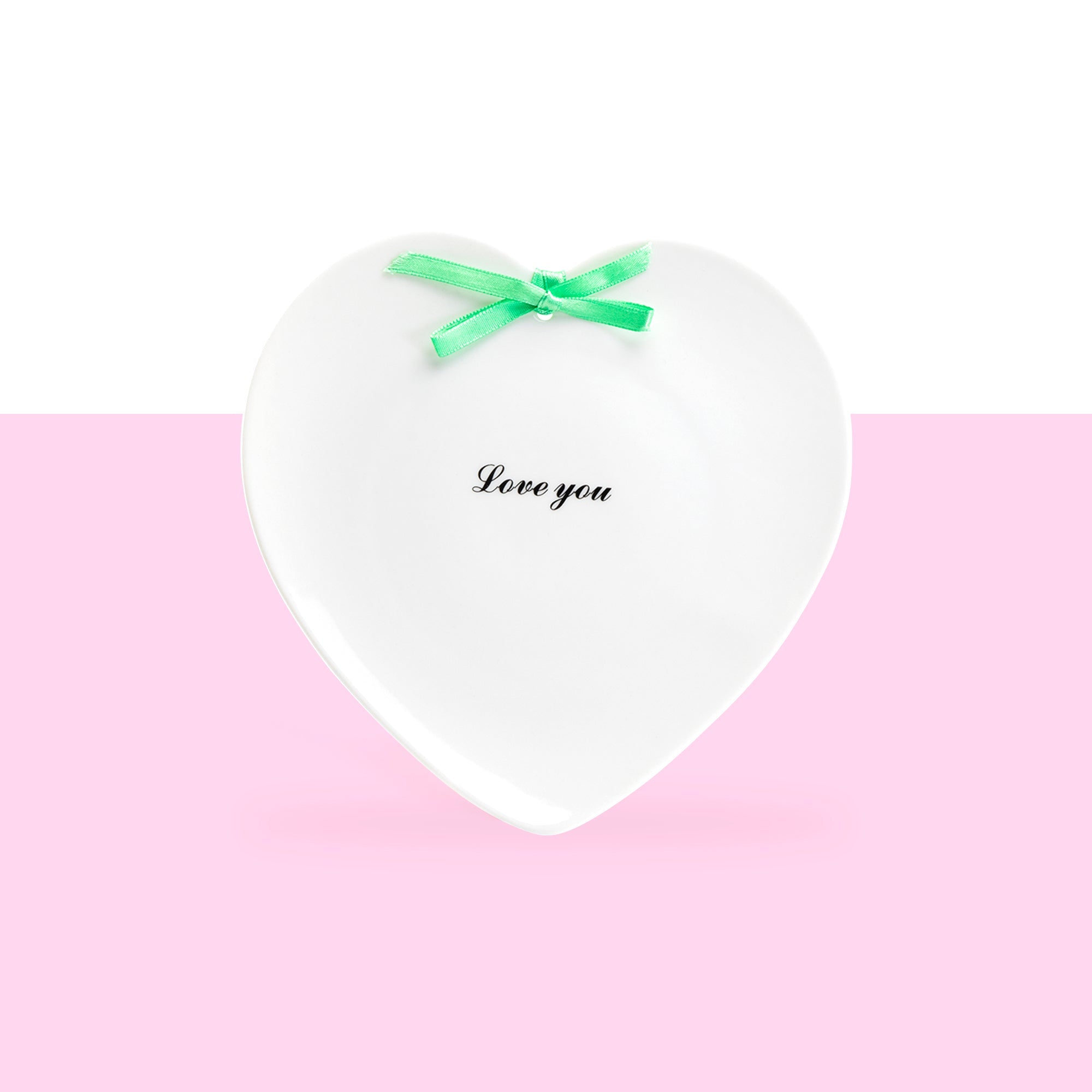 Love Quotes Heart Shape Porcelain Plates with Ribbon Tied