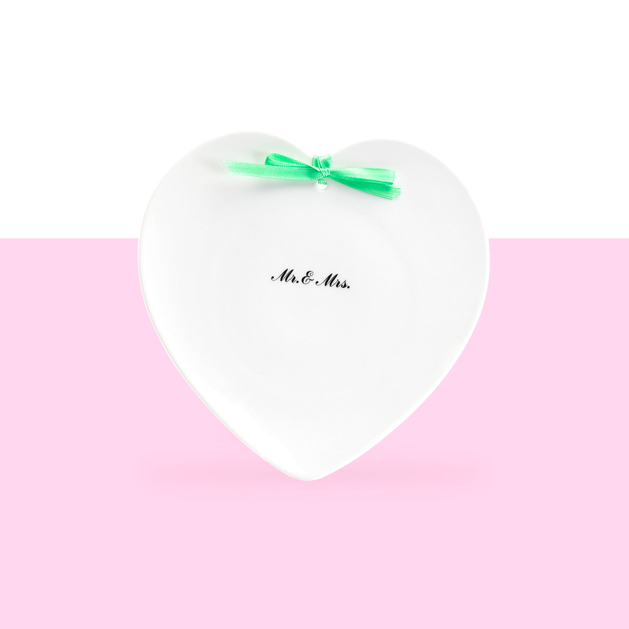 Love Quotes Heart Shape Porcelain Plates with Ribbon Tied