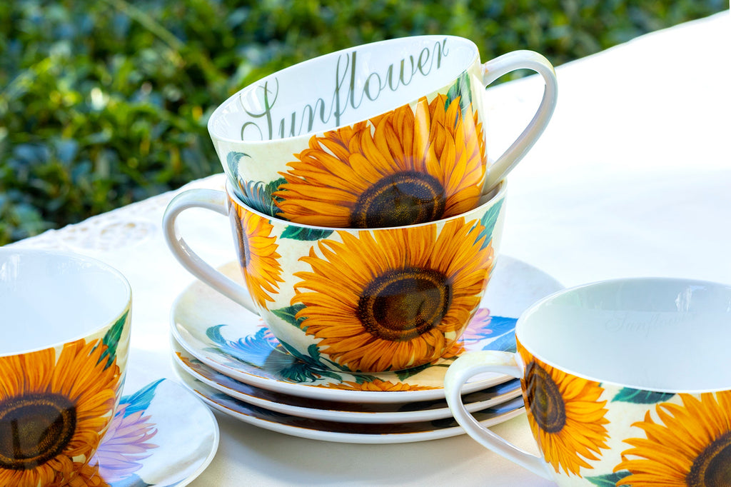 Sunflower Fine Porcelain Breakfast Jumbo Cup and Saucer