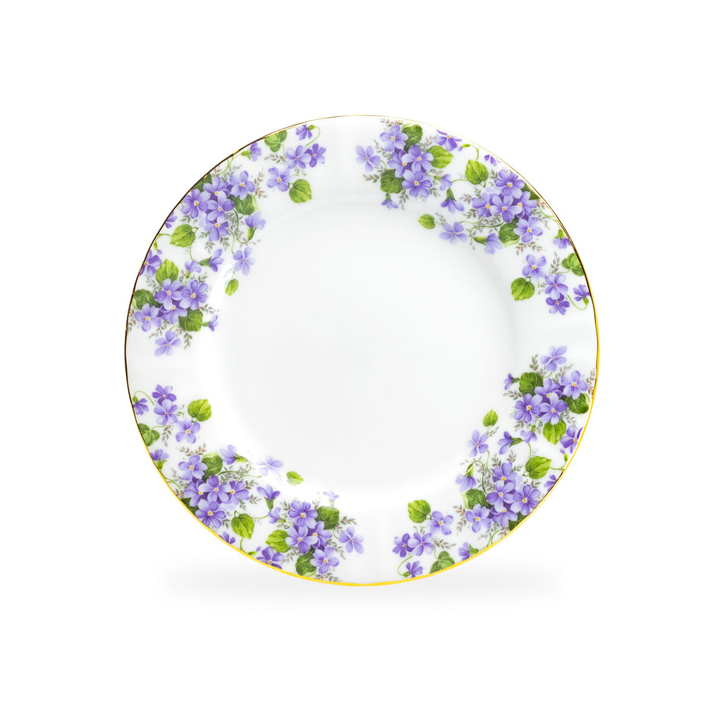 7.5" Violet Flower Bone China Dessert Plate