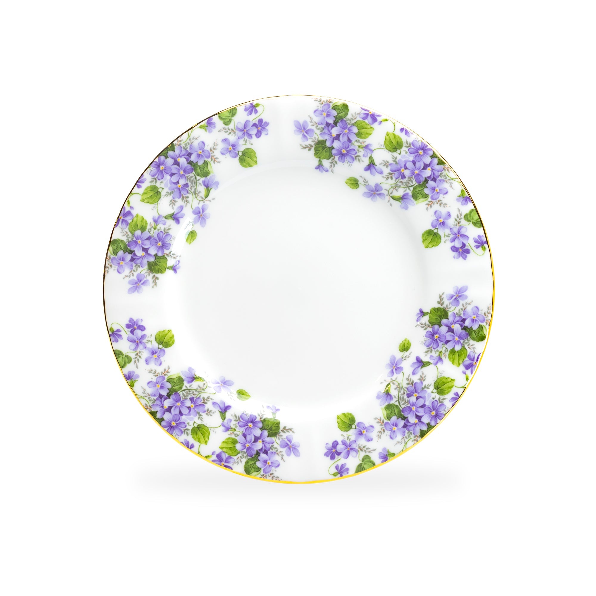 7.5" Violet Flower Bone China Dessert Plate